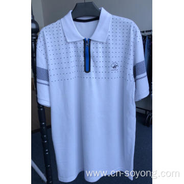 Men's Printed Zipper Placket Chest Embroidery Polo Shirts